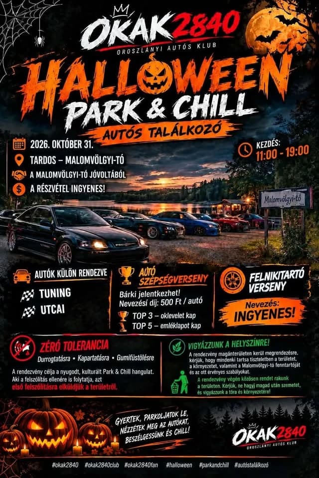 OKAK2840 HALLOWEEN – PARK & CHILL AUTÓS TALÁLKOZÓ